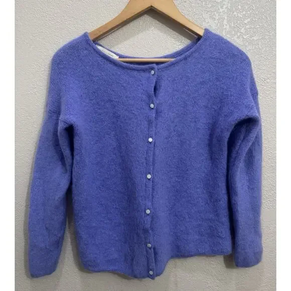 Sezane La Maille Paris Super Kid Mohair Baby Alpaca Wool Button Cardigan Size M - Picture 1 of 6